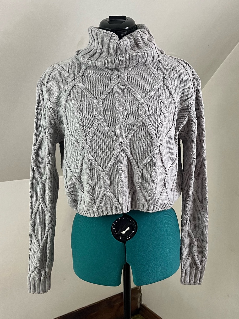 Hollister Cropped Cable Knit Cowl Neck Sweater